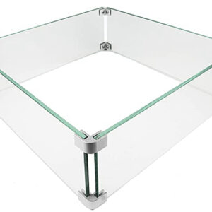 Elementi Window Shield Manhattan Fire Table, Square Windscreen Fire Tempered Glass
